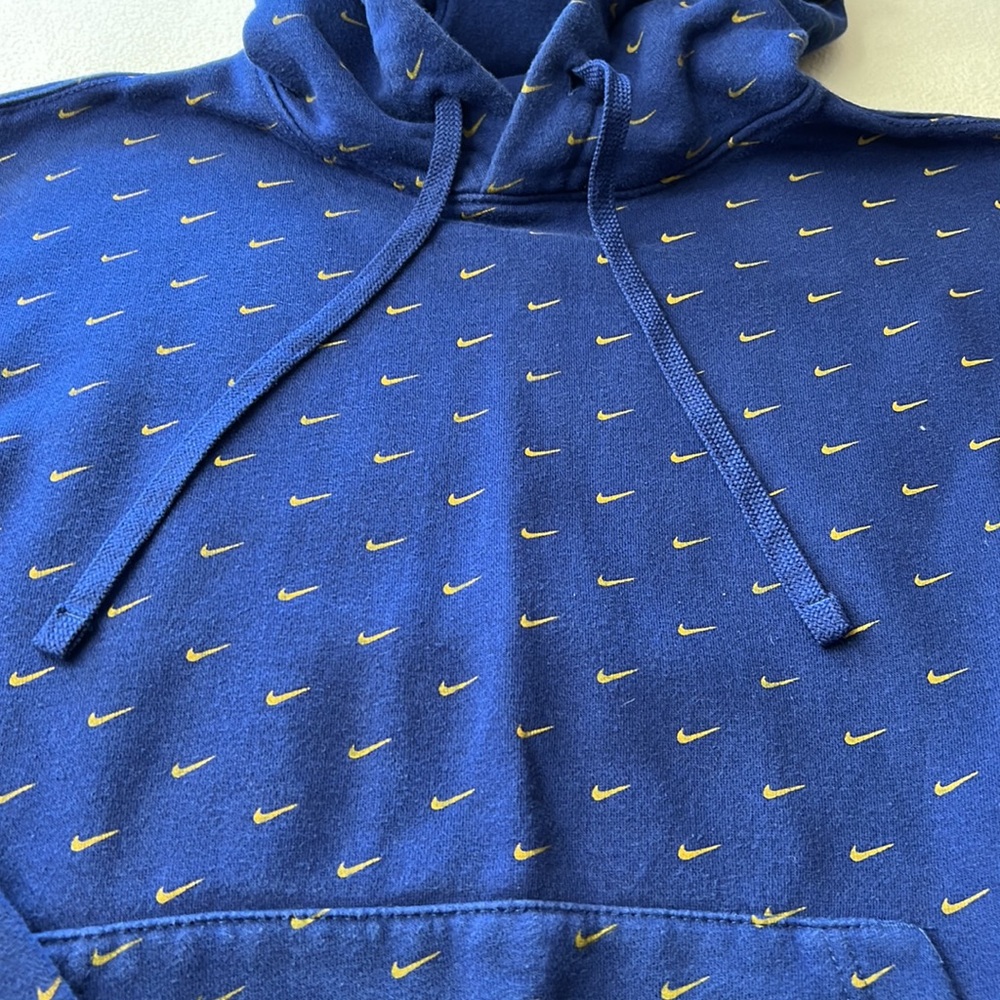 Nike All Over Swoosh Printed Pullover Hoodie Blue Size Medium - Picture 3 of 12